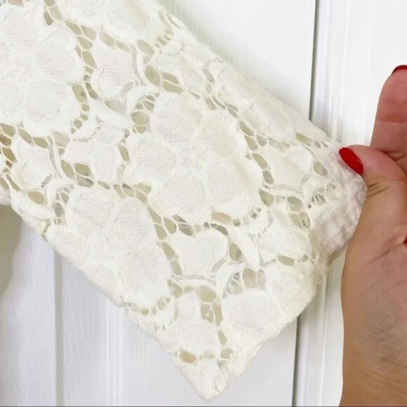 MORGAN LEFAY New York Cotton Blend Off White Lace Pockets Midi Dress - Picture 4 of 8